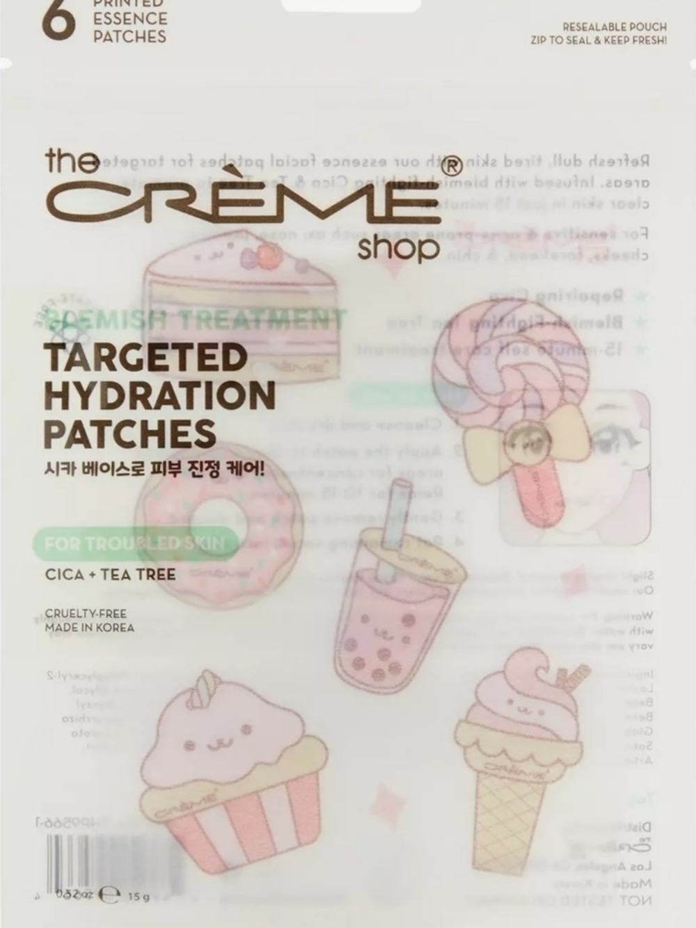 The Crème Shop Pink Targeted Hydration Patches — Cica + Tea Tree